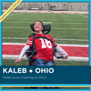 Photo of Kaleb from Ohio. It says, "Kaleb loves cheering on OSU!"